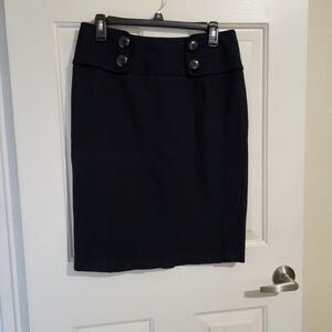 INC International Concepts Black Pencil Skirt with Button Accents